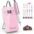 Electric Nail Drill 45000RPM Professional,Glitter Portable E-File Nail Drill Kit for Acrylic & Gel Nails,LCD Display & 4000mAh,Electric Nail File 12 Bits,Manicure Pedicure Kit for Home Salon,Pink - color: Pink