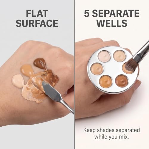 Silver Mini Manicure Palette Metal Paint Palette Finger Rings Nail Art Tools Makeup Palette for Mixing Foundation
