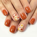 24Pcs Short Square press on Nails Fall Flower Fake Nails - color: Style-31