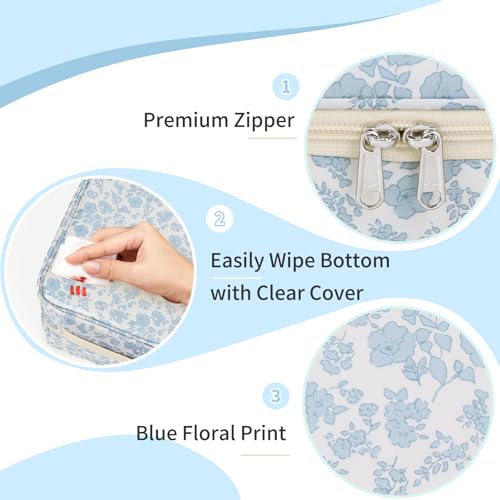 Nail Polish Organizer, Nail Supplies Storage Case Holds 69 Bottles Nail Polish & Nail Lamp, Travel Nail Tech Carrying Bag, Nail Kit Bag for Nail Stuff & Manicure Tools (Floral Blue, 69 Slots) - color: Blue Floral, size: 69 Slots