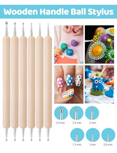 20Pcs Clay Sculpting Tools Kit, Ceramic Clay Ball Stylus Dot Painting Tools, Air Dry Clay Tools Set for Carving, Dotting, Embossing, Shaping, Molding, Pottery Crafts, Nail Art, Rhinestone, Rock - color: 20PCS