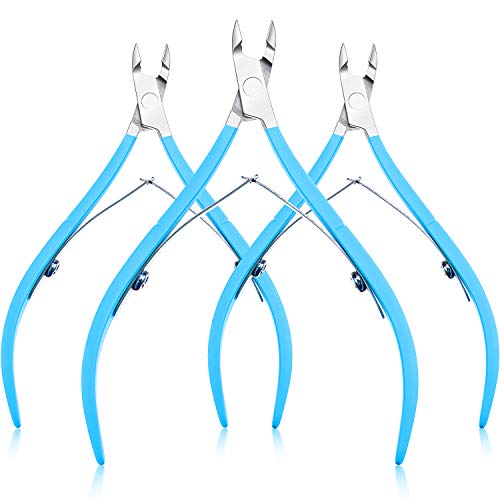 Mudder 3 Pcs Cuticle Trimmer Nipper Stainless Steel Nail Scissor, Blue - color: Blue
