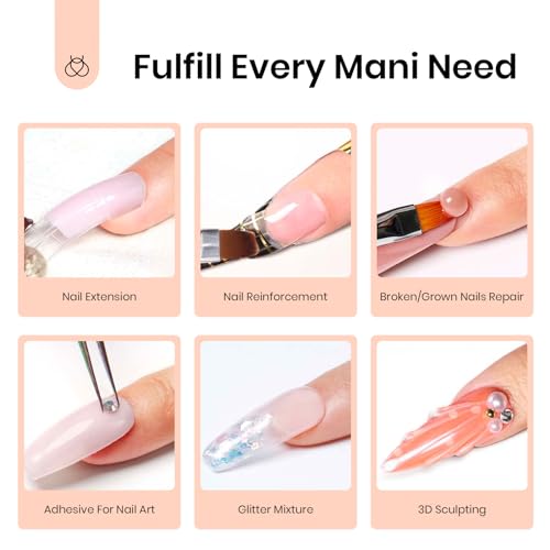Beetles Nail Extension Gel Kit, 4 Colors Poly Nail Gel - color: She's Soft Glam