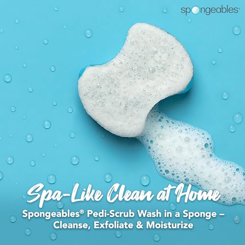 Spongables Pedi Scrub Foot Exfoliating 5+ Wash Travel Sponge, Clean & Fresh, 6 Count - color: Clean and Fresh, size: 6 Count (Pack of 1)