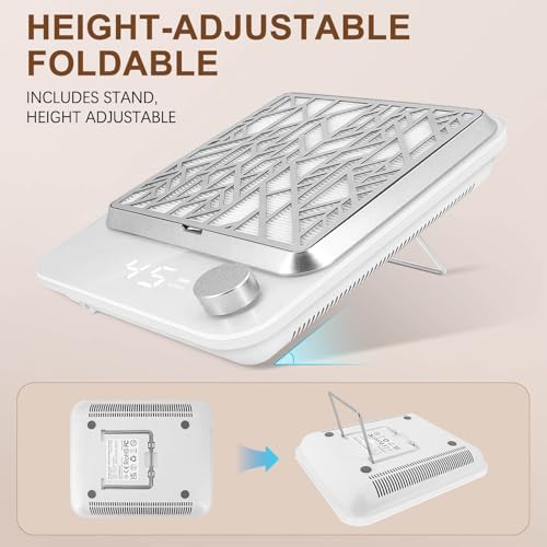 Cordless Nail Dust Collector Rechargeable, Professional Dust Collector Nail Tech Extractor Fan Vacuum Cleaner for Acrylic Nails Dip Powder Removal Home Salon Manicures