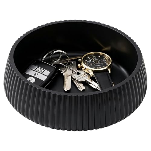 7" Modern Key Bowl for Entryway Table - Concrete Small Decorative Bowl - color: Charcoal Black