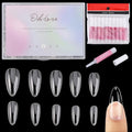 500Pcs Almond Nails Full Cover Clear Acrylic Nail Tips with 10Pcs Nail Glue for DIY Nail Art - color: A-almond-clear-10glue