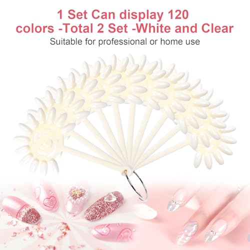 Nail Color Swatches 240 Tip Practice Sticks Wheel Natural and Clear - size: Floral