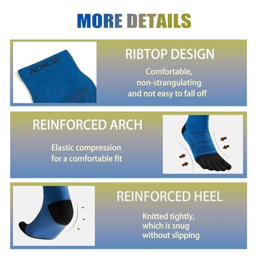 Toe Socks Cool-max Running Socks for Men Women 3 Pairs Athletic Breathable Five Finger Socks - color: E4840-multicolor-3pcs, size: Small