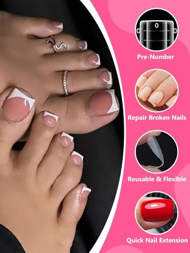 EBANKU 120Pcs Poly Gel Nail Forms for Toes, Long Square Dual Forms - color: 120P Long Square Toenail