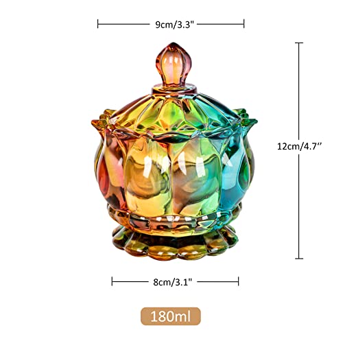 Joeyan 6 oz Colorful Embossed Glass Jars with Lid - Crystal Glass Candy Dishes - Iridescent Candy Jars Jewelry Box for Wedding, Party, Buffet Decorative - color: Colorful-1