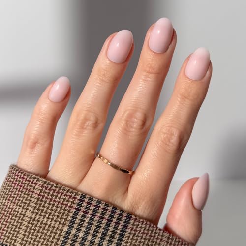 Glamnetic Press On Nails - Short Oval, Glossy Fake Nails 30 Pc Full Kit - color: 1B - Doll Cheeks