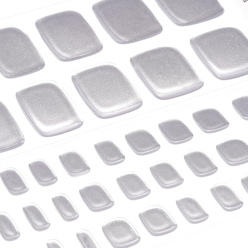 DANNI & TONI Semi Cured Gel Toenail Strips Sliver (Gloss Babe) Mirror Toe Nail Stickers Gel Pedi Wraps 37 Stickers - color: Gloss Babe
