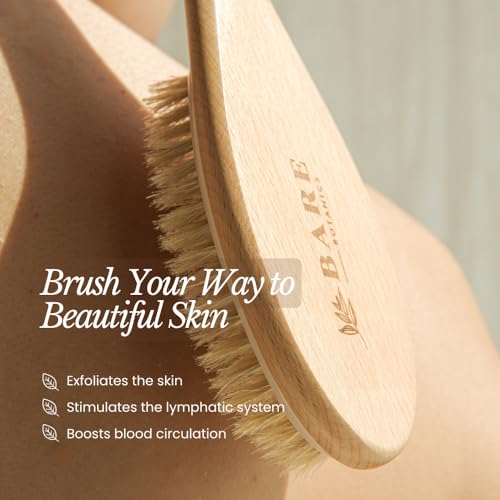 Bare Botanics 17" Extra Long Dry Body Brush - Medium Firmness Back Scrubber - size: 17-inch