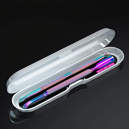 2PCS Chameleon Rainbow Cuticle Pusher Tool and Scraper Nail Pusher - color: Chameleon / Rainbow
