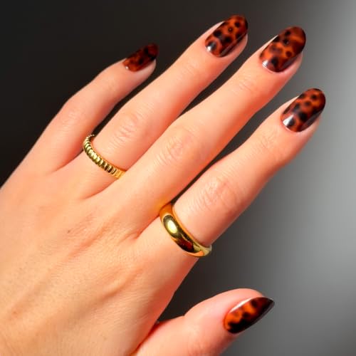 Glamnetic Press On Nails - Short Round, Glossy Fake Nails 30 Pc Full Kit - color: 1B - Hidden Fortune