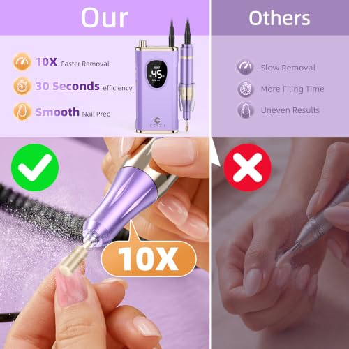 Professional Electric Nail Drill Rechargeable Nail File for Beginners - color: Lilac Purple
