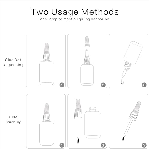 (2-in-1)20ml Nail Glue with Brush Applicator&Nozzle,Nail Tips,Press on Nail