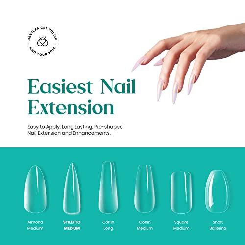Beetles Gel Nail Tips Clear, Stiletto Medium, 500Pcs 10 Sizes Pre-Shaped - color: Medium Stiletto 500pcs (Clear)
