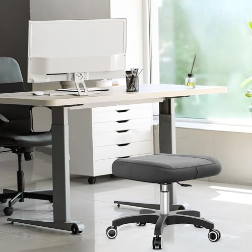 TASALON Adjustable Height Rolling Footrest Stool with Lockable 360° Wheels