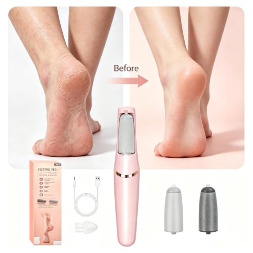 Electric Callus Removers for Feet,2‑Speed Electric Foot Callus Remover Pedicure Kits Rechargeable with 2 Washable Roller Heads,Removes Dry Skin for Smoother Feet, Foot Care for Dead Skin Ideal Gift