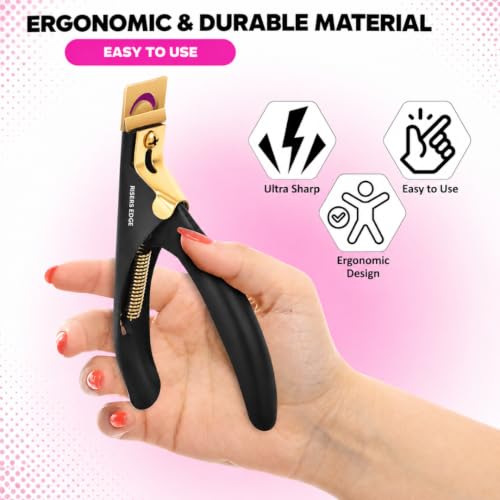 Acrylic Nail Tip Cutter, Professional Stainless Steel Nail Clipper for Acrylic, Gel & False Nails, Adjustable Precision Blade Trimmer for Nail Extensions, Salon & Home Use