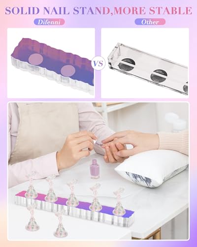 Nail Stand Acrylic Nail Art Display Stand Magnetic Nail Tips Practice Holder 54 Pcs Reusable Adhesive Putty for DIY Painting Nails Stand kit (Aurora) - color: Aurora