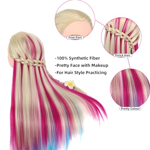 Eumos Mannequin Head with Hair, 29'' Training Head for Braiding - color: Colorful