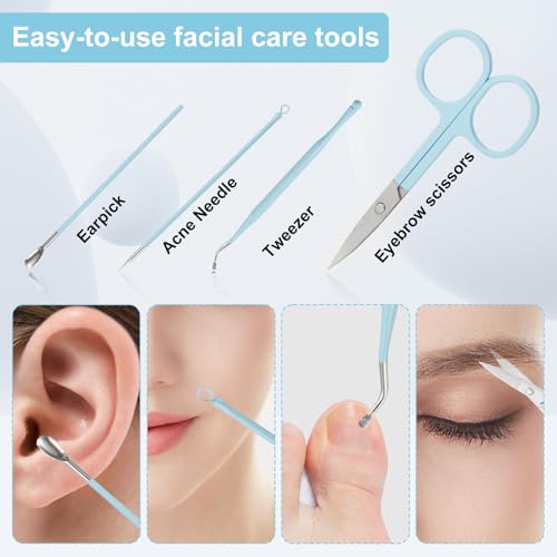 Nail Kit, Manicure Kit, Nail Care Kit for Women, Manicure Pedicure Set, Nail Clippers Toenail Clippers Kit, Professional Manicure Kit Pedicure Kit, Light Blue Travel Case, Set of 12. - color: Light Blue