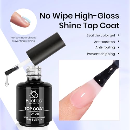 Beetles 3Pcs 15ml Builder Nail Gel with Base and No Wipe Top Coat - color: O-Clear-3