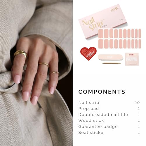 NAILOG Semi Cured Gel Nail Strips 20Pcs Blush Nude Gel Nail Sticker - Blush - color: Blush
