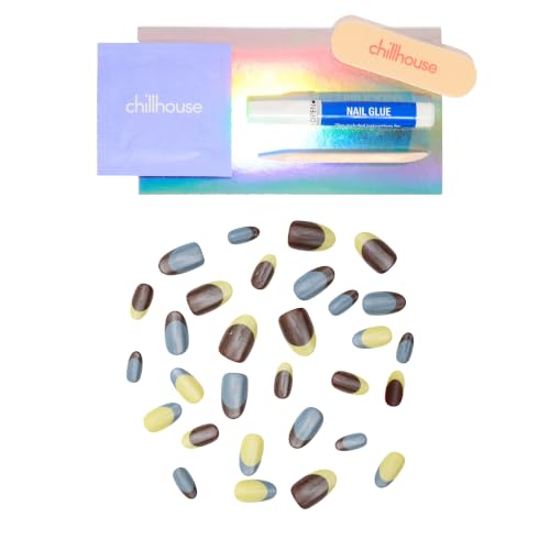 Chillhouse - Chill Tips, Press on Nails Kit - Back to Scuola (Oval) - 30 Nail Shapes & Sizes - Up to 2 Weeks of Wear - Customizable Fit - Reusable - Latina Founded & Women Owned - Beauty & Self Care - color: Back to Scuola