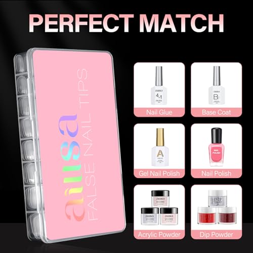 AILLSA Thickened Short Square Nail Tips