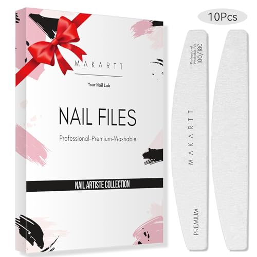 Makartt 100/180 Grit Nail Files, 10PCS Zebra Emery Boards for Nails - size: 100/180 Grit