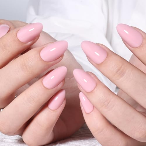 Nude Pink Press On Nails Almond - Light Pink Nails Fake Nails - color: 1F - Blush Peach
