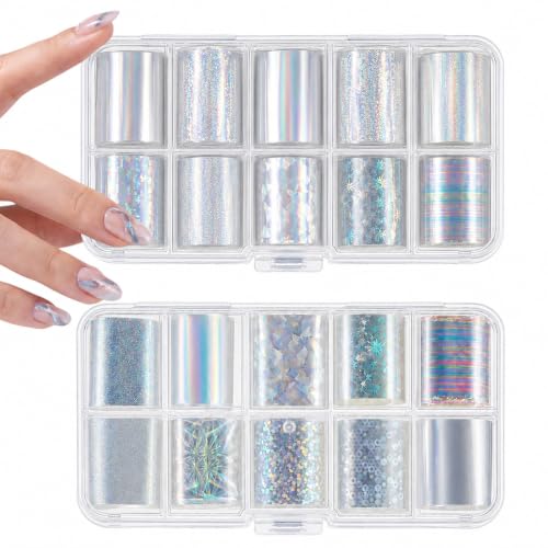 20 Rolls Nail Transfer Foil Sheets Transfer Foil for Nails Aurora