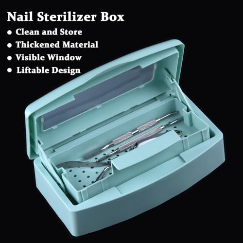SUTOKAKA Nail Tool Sterilizer Box Plastic Disinfectant Container, Blue - color: Liftable Blue