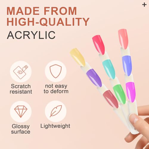 300 Tips Nail Swatch Sticks with Ring 3 in 1 Nail Display Sticks - color: Natural