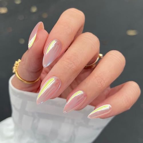 Mirror Nude Acrylic Press on Nails Short Almond Shaped Fake Nails - color: 11-Nude