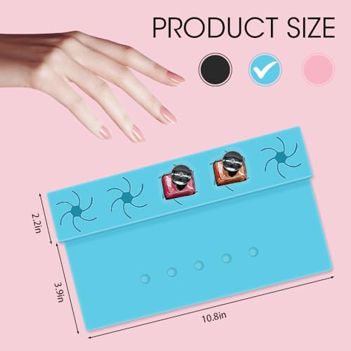 Nail Polish Holder, 2 in 1 Silicone Hand Rest Mat Set - Blue - color: Blue