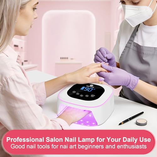 Cordless UV LED Nail Lamp, 80W Rechargeable Nail Dryer Light - color: White