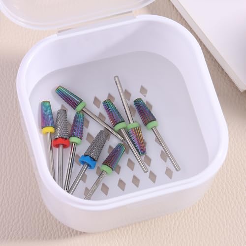 Nail Tool Sterilizer Box, Portable Soaking Box for Nail Drill Bits, White - color: White