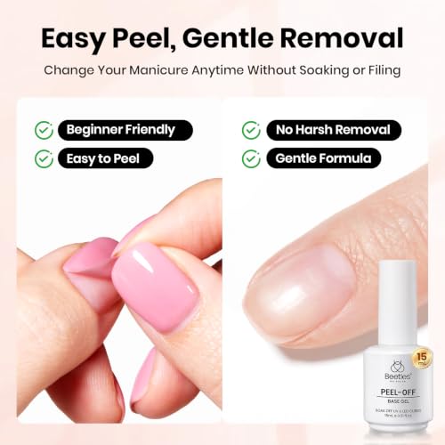 Beetles 15ml Peel-Off Gel Base Coat for Gel Nail Polish - color: E-Clear-1