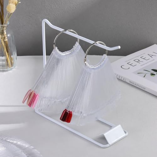 150 Pcs Nail Swatch Sticks with Ring & Nail Art Display Stand Storage Rack - color: White Shelf 150pcs