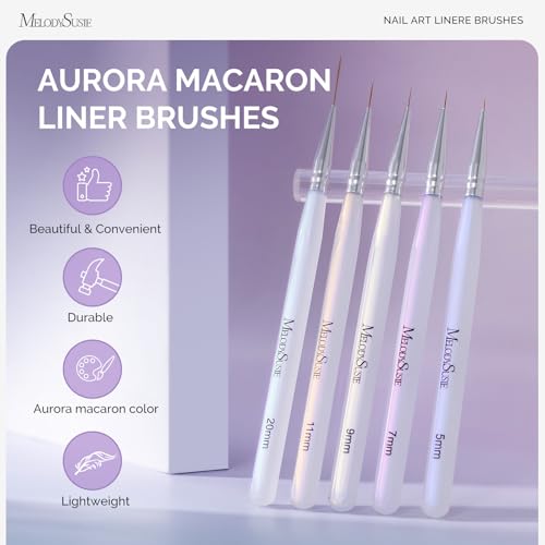 MelodySusie 5Pcs Nail Art Liner Brushes Sizes 5/7/9/11/20mm - size: 5 Pcs - Liner