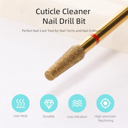 3mm Short Tapered Cuticle Clean Nail Drill Bit, Titanium Series Russian Diamond Nail Bits Professional Safety Under Nail Cleaner for Cuticle Dead Skin, Electric Nails Accessories, Fine - color: 3mm Short Tapered Barrel Cuticle Bit, size: Fine - F