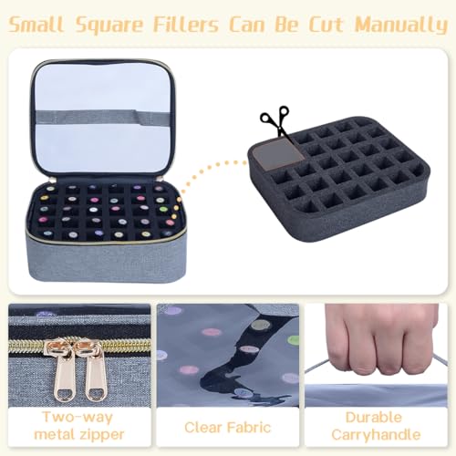 Small Clear Nail Polish Case Holds 30 bottles(15ml-0.5fl.oz) Nail Polish Organizer Multifunctional Nail Polish Bag organizer, Cosmetic Travel Makeup Cases for Women, Grey - color: Grey 30B, size: 1Pcs-30 bottles