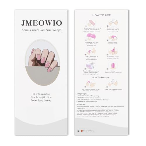 JMEOWIO Semi Cured Gel Strips Nail Art Sticker Wrap Cream Pink - color: Cream Pink