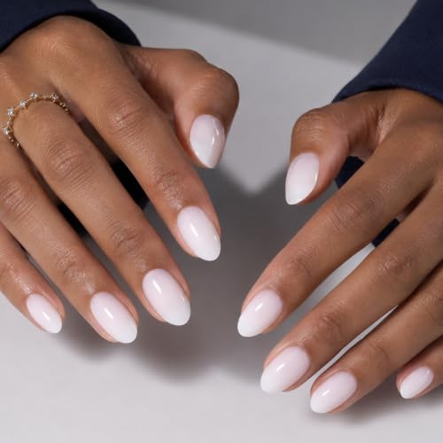 White Press On Nails Almond - Milky White Nails Fake Nails - color: 2A - Milky White