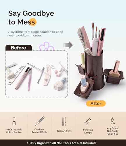 MelodySusie Nail Polish Bottle Holder and Nail Art Tools Organizer Brown - color: Brown